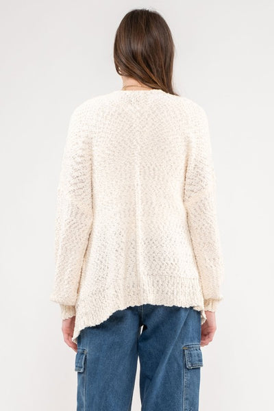COZY VIBES OPEN FRONT KNIT CARDIGAN IN IVORY-CARDIGAN-MODE-Couture-Boutique-Womens-Clothing