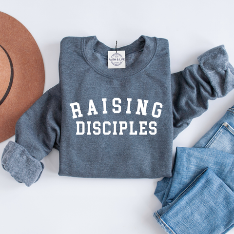 Raising Disciples Christian Crewneck Sweatshirt Dark Heather-MODE-Couture-Boutique-Womens-Clothing