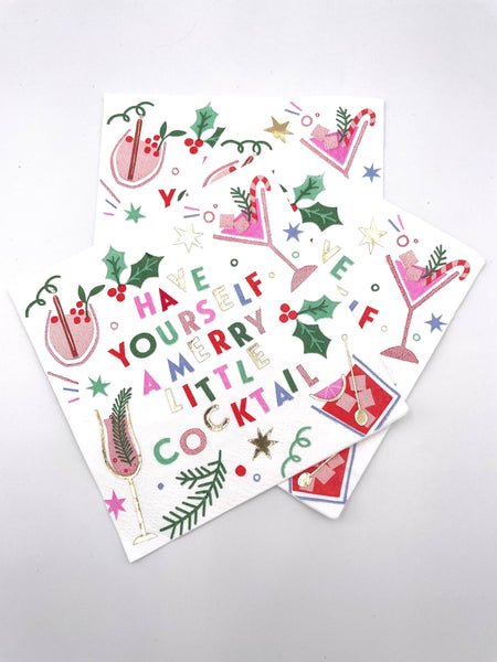 Christmas Napkins | Merry Little Cocktail - Foil - 20ct-MODE-Couture-Boutique-Womens-Clothing