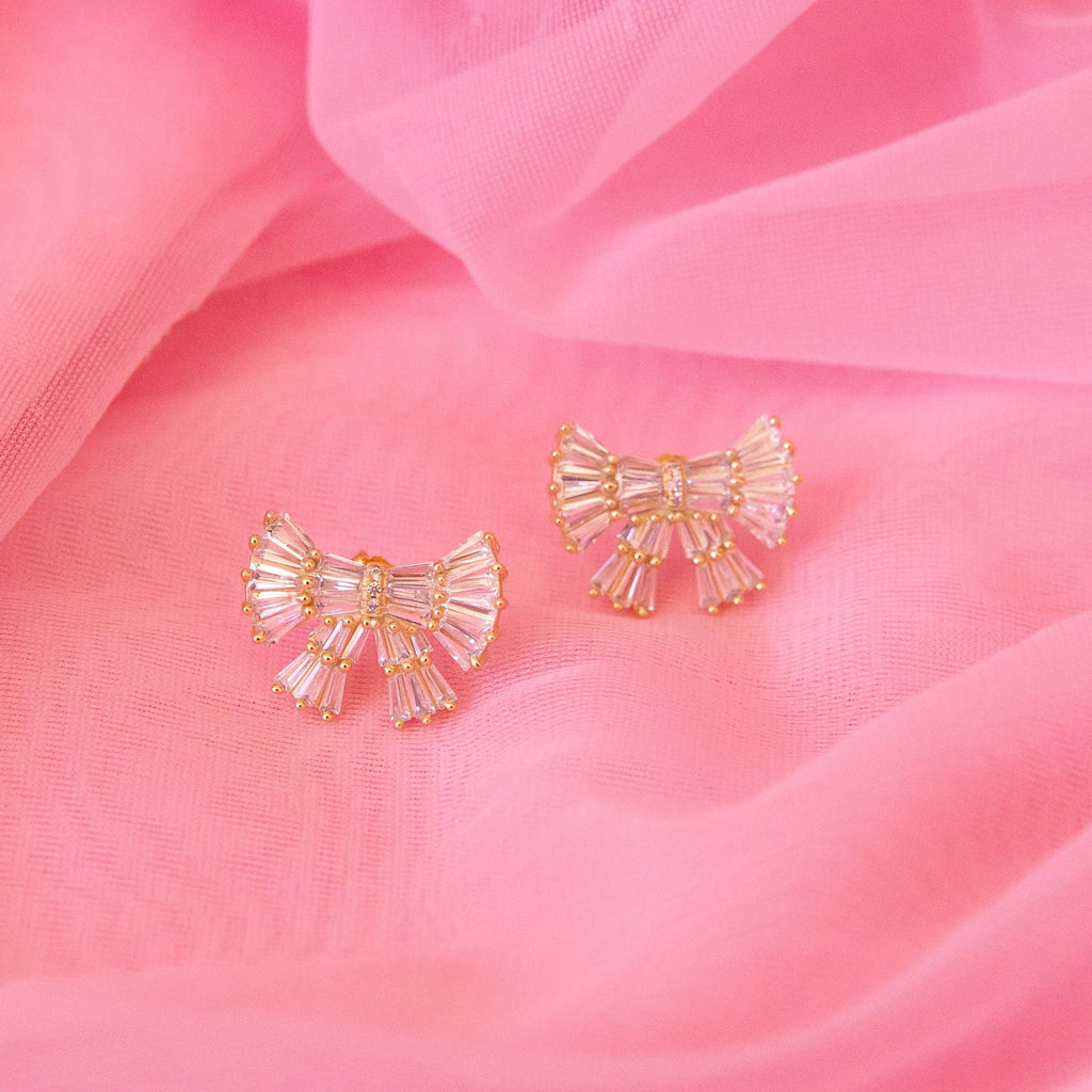 Holiday Sparkle Bow Earrings-EARRINGS-MODE-Couture-Boutique-Womens-Clothing