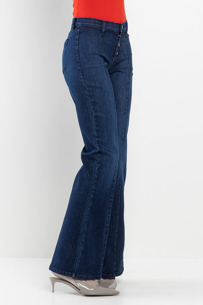 SNEAK PEEK MID RISE STRETCH TROUSER IN DARK WASH-Jeans-MODE-Couture-Boutique-Womens-Clothing