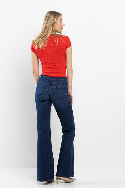 SNEAK PEEK MID RISE STRETCH TROUSER IN DARK WASH-Jeans-MODE-Couture-Boutique-Womens-Clothing