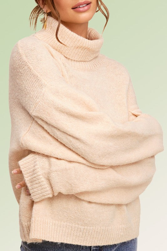 JESSA PIN TUCK LOOSE FIT LONG SLEEVE TOP IN COCONUT