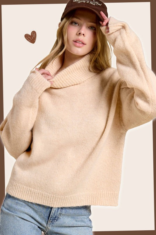 JESSA PIN TUCK LOOSE FIT LONG SLEEVE TOP IN COCONUT