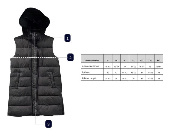 APRES SKI LONG PUFFER VEST IN BLACK-Jacket-MODE-Couture-Boutique-Womens-Clothing