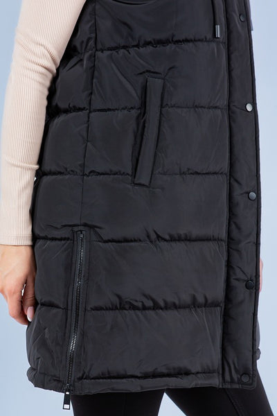APRES SKI LONG PUFFER VEST IN BLACK-Jacket-MODE-Couture-Boutique-Womens-Clothing