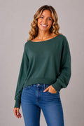 ELIANNA BOAT NECK SWEATER IN JUNIPER