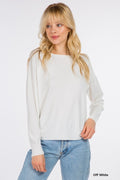 CAMILLA ROUND NECK SOFTEST FRONT SEAM SWEATER OFF WHITE