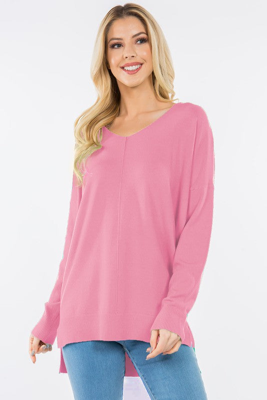 BROOKLYNN SWEATER IN HEATHER PINK-Sweaters-MODE-Couture-Boutique-Womens-Clothing