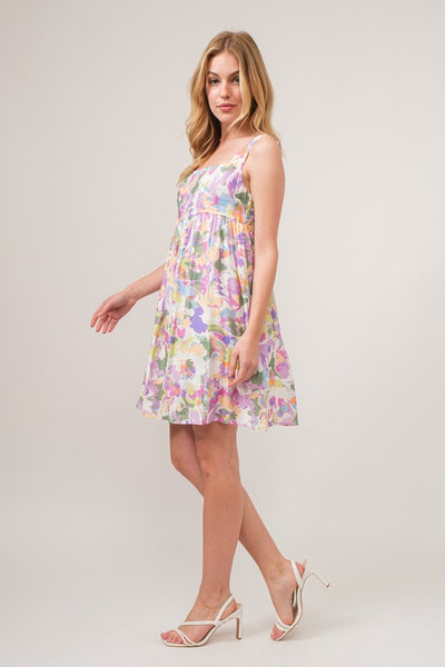 FLORAL BREEZE SQUARE NECK MINI SUNDRESS IN MULTI-Dresses-MODE-Couture-Boutique-Womens-Clothing