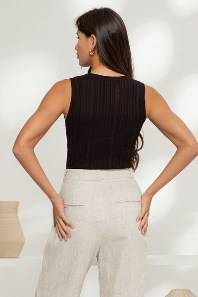 AFTER HOURS RIBBED KNIT TOP IN BLACK-Shirts & Tops-MODE-Couture-Boutique-Womens-Clothing