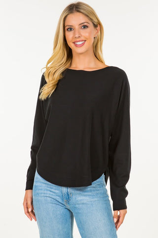 AYLA BOAT NECK SWEATER IN BLACK-Sweaters-MODE-Couture-Boutique-Womens-Clothing