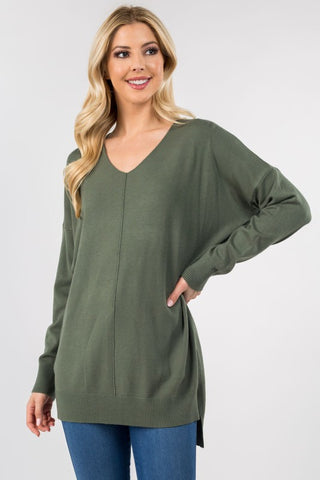 BROOKLYNN FRONT SEAM SWEATER IN MOSS-Sweaters-MODE-Couture-Boutique-Womens-Clothing