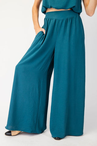 STAND YOUR GROUND WIDE LEG PALAZZO PANTS IN TEAL-Palazzo Pants-MODE-Couture-Boutique-Womens-Clothing