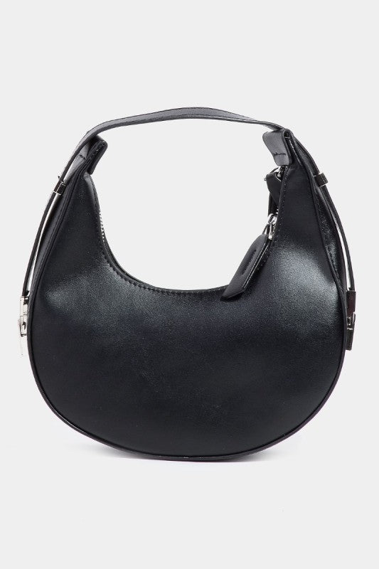 SMALL CRESCENT MOON HANDBAG IN BLACK-MODE-Couture-Boutique-Womens-Clothing