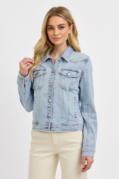 RACHEL CLASSIC VINTAGE JEAN JACKET IN LIGHT WASH-Jackets-MODE-Couture-Boutique-Womens-Clothing