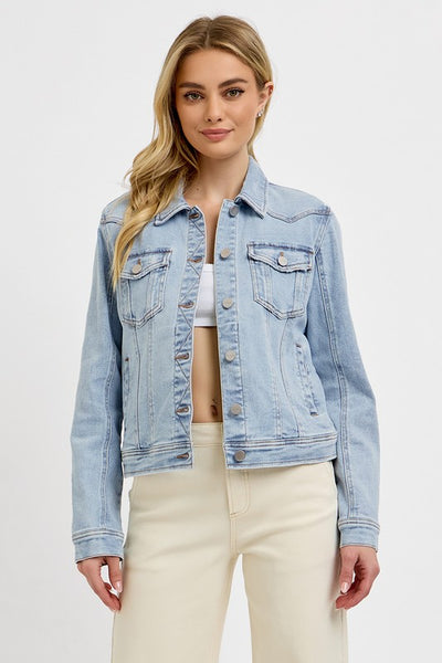 RACHEL CLASSIC VINTAGE JEAN JACKET IN LIGHT WASH-Jackets-MODE-Couture-Boutique-Womens-Clothing