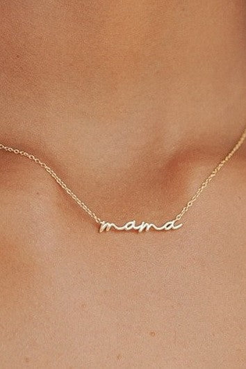 18K STAINLESS STEEL MAMA SCRIPT NECKLACE