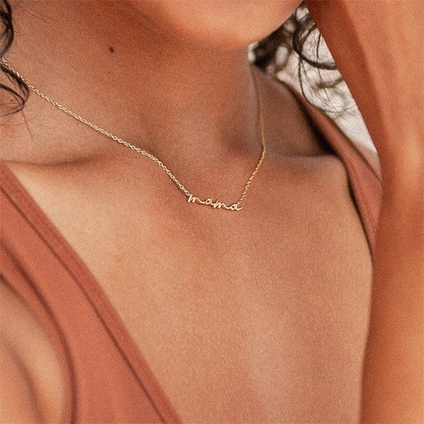 18K STAINLESS STEEL MAMA SCRIPT NECKLACE