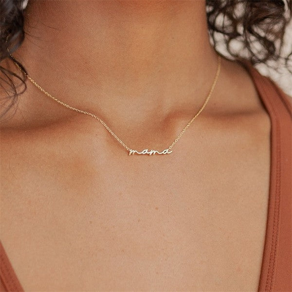 18K STAINLESS STEEL MAMA SCRIPT NECKLACE