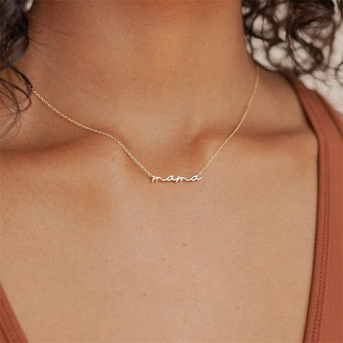 18K STAINLESS STEEL MAMA SCRIPT NECKLACE