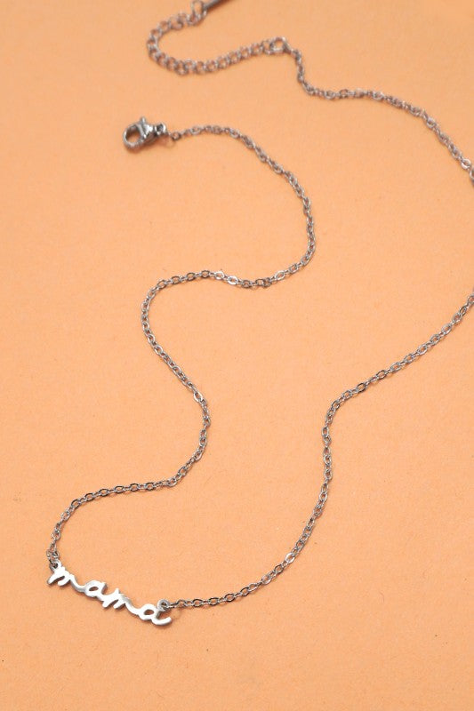 18K STAINLESS STEEL MAMA SCRIPT NECKLACE
