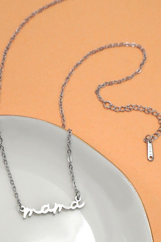 18K STAINLESS STEEL MAMA SCRIPT NECKLACE