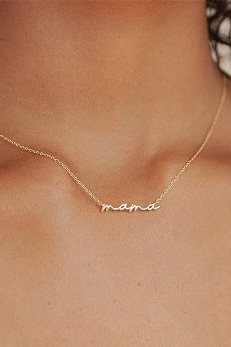 18K STAINLESS STEEL MAMA SCRIPT NECKLACE