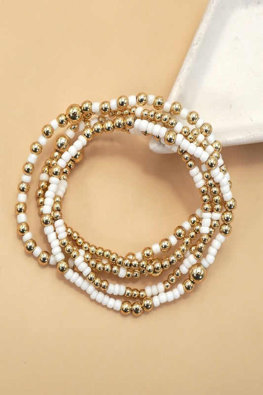 MULTI LAYER BALL CHAIN BEADED BRACELET (MULTI)