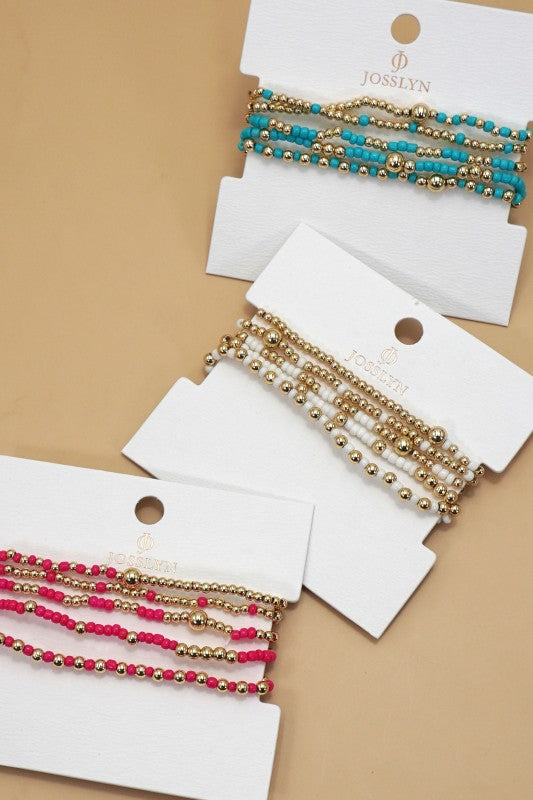 MULTI LAYER BALL CHAIN BEADED BRACELET (MULTI)