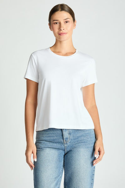 JAMISON SHORT SLEEVE COTTON TEE IN WHITE-TEE-MODE-Couture-Boutique-Womens-Clothing