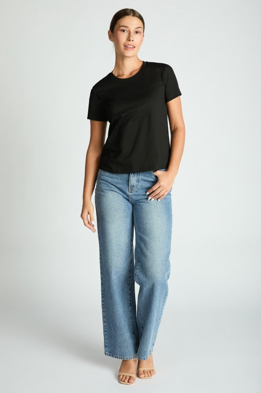 JAMISON SHORT SLEEVE COTTON TEE IN BLACK