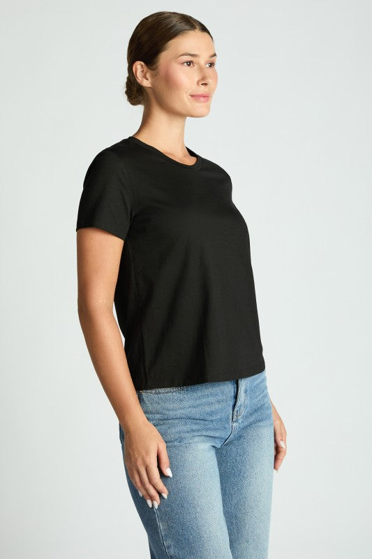 JAMISON SHORT SLEEVE COTTON TEE IN BLACK