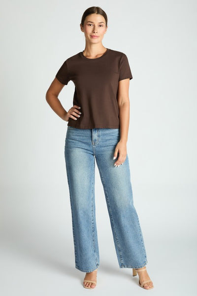 JAMISON SHORT SLEEVE COTTON TEE IN CHOCOLATE BROWN-TEE-MODE-Couture-Boutique-Womens-Clothing