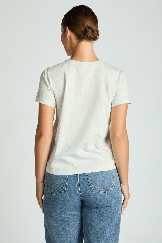 JAMISON SHORT SLEEVE COTTON TEE IN HEATHER GRAY-TEE-MODE-Couture-Boutique-Womens-Clothing