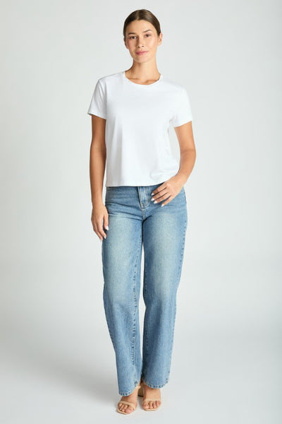 JAMISON SHORT SLEEVE COTTON TEE IN WHITE-TEE-MODE-Couture-Boutique-Womens-Clothing