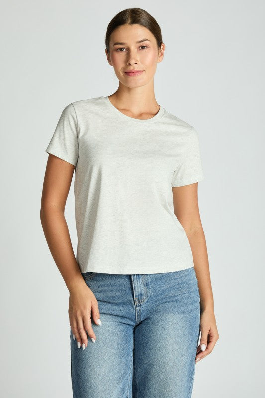 JAMISON SHORT SLEEVE COTTON TEE IN HEATHER GRAY-TEE-MODE-Couture-Boutique-Womens-Clothing