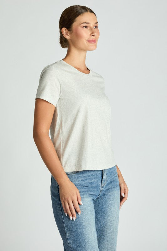 JAMISON SHORT SLEEVE COTTON TEE IN HEATHER GRAY-TEE-MODE-Couture-Boutique-Womens-Clothing