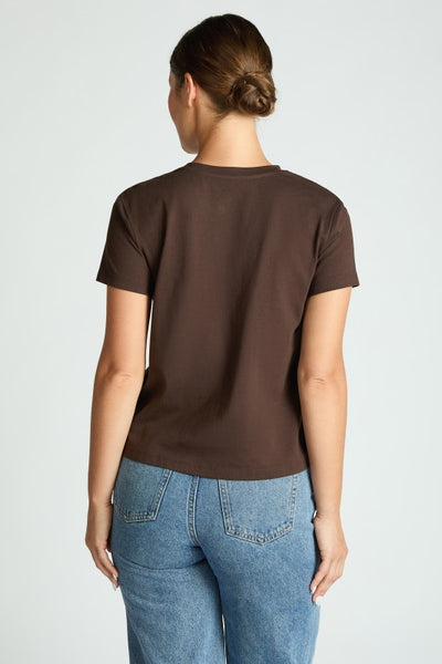 JAMISON SHORT SLEEVE COTTON TEE IN CHOCOLATE BROWN-TEE-MODE-Couture-Boutique-Womens-Clothing
