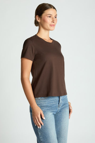 JAMISON SHORT SLEEVE COTTON TEE IN CHOCOLATE BROWN-TEE-MODE-Couture-Boutique-Womens-Clothing