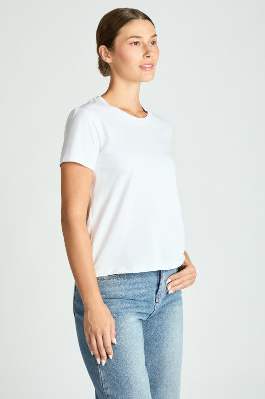 JAMISON SHORT SLEEVE COTTON TEE IN WHITE-TEE-MODE-Couture-Boutique-Womens-Clothing