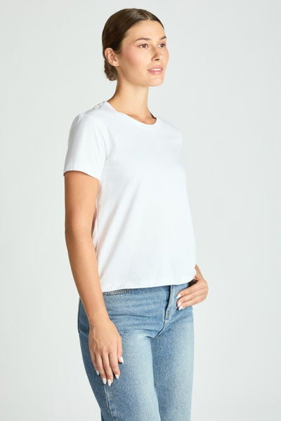 JAMISON SHORT SLEEVE COTTON TEE IN WHITE-TEE-MODE-Couture-Boutique-Womens-Clothing