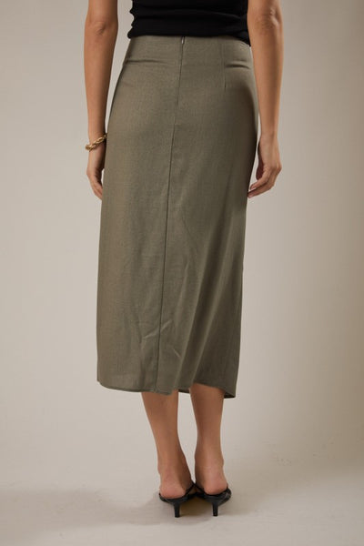 OASIS DRIVE WRAP MIDI SKIRT IN OLIVE-SKIRTS-MODE-Couture-Boutique-Womens-Clothing