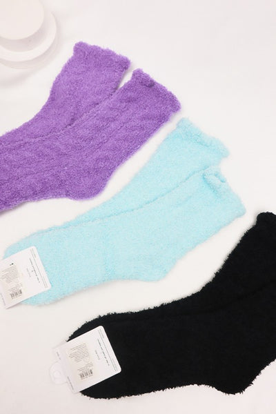 SOLID PLUSH SOCKS (MULTI)-MODE-Couture-Boutique-Womens-Clothing