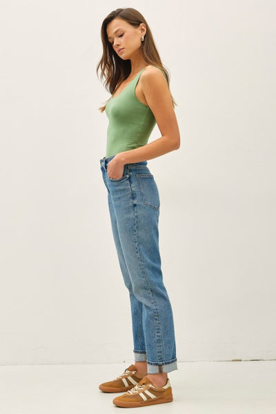 EASY DOES IT BASIC SCOOP NECK TANK IN LEEK-tank top-MODE-Couture-Boutique-Womens-Clothing