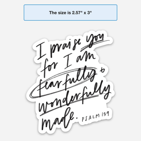 Psalm 139:14 Sticker | Fearfully & wonderfully made: Blue Highlights-MODE-Couture-Boutique-Womens-Clothing