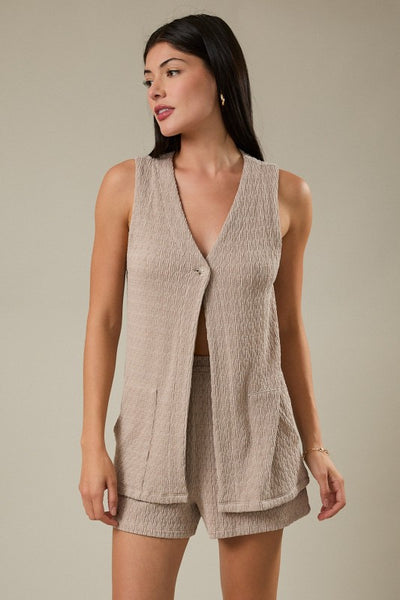 DRIFTING AWAY OPEN FRONT KNIT TUNIC TOP IN MOCHA-Tops-MODE-Couture-Boutique-Womens-Clothing