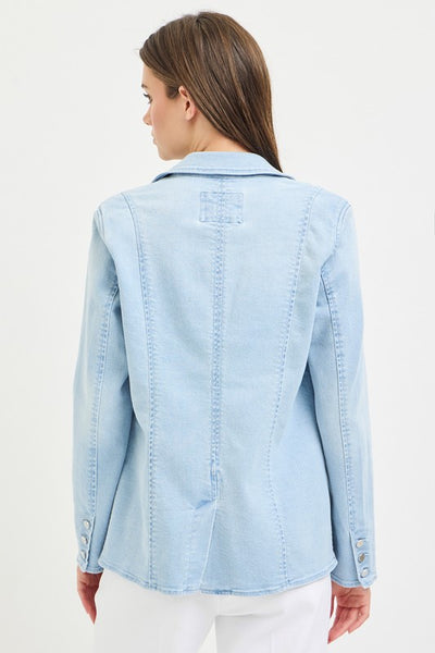 KARINA TAILORED DENIM BLAZER IN LIGHT WASH-BLAZERS-MODE-Couture-Boutique-Womens-Clothing