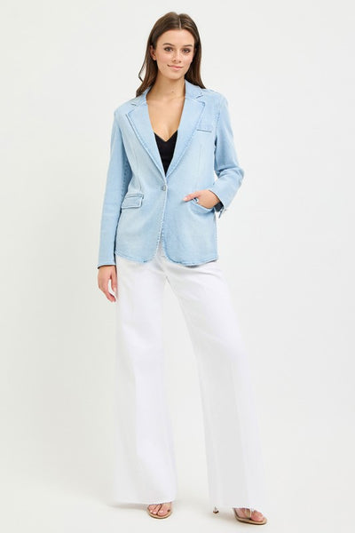 KARINA TAILORED DENIM BLAZER IN LIGHT WASH-BLAZERS-MODE-Couture-Boutique-Womens-Clothing