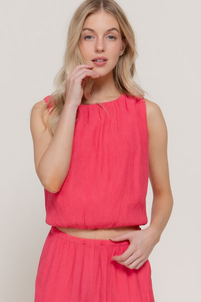 SUNSET SOIREE SLEEVELESS BALLOON TOP IN PINK-Tops-MODE-Couture-Boutique-Womens-Clothing